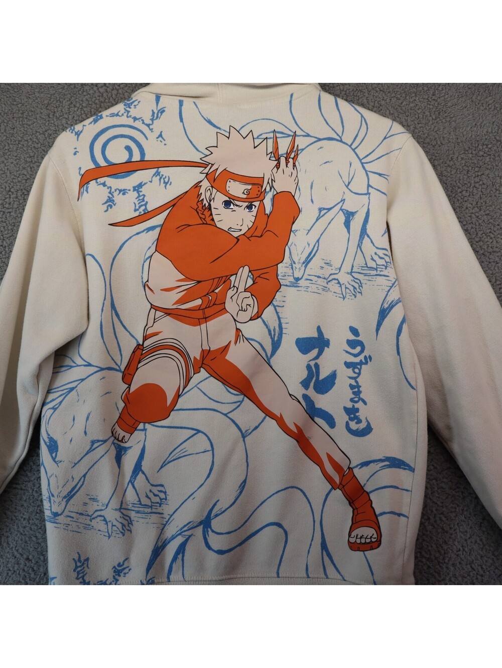 Naruto Shippuden Anime Graphic Hoodie Cream Men XS / S